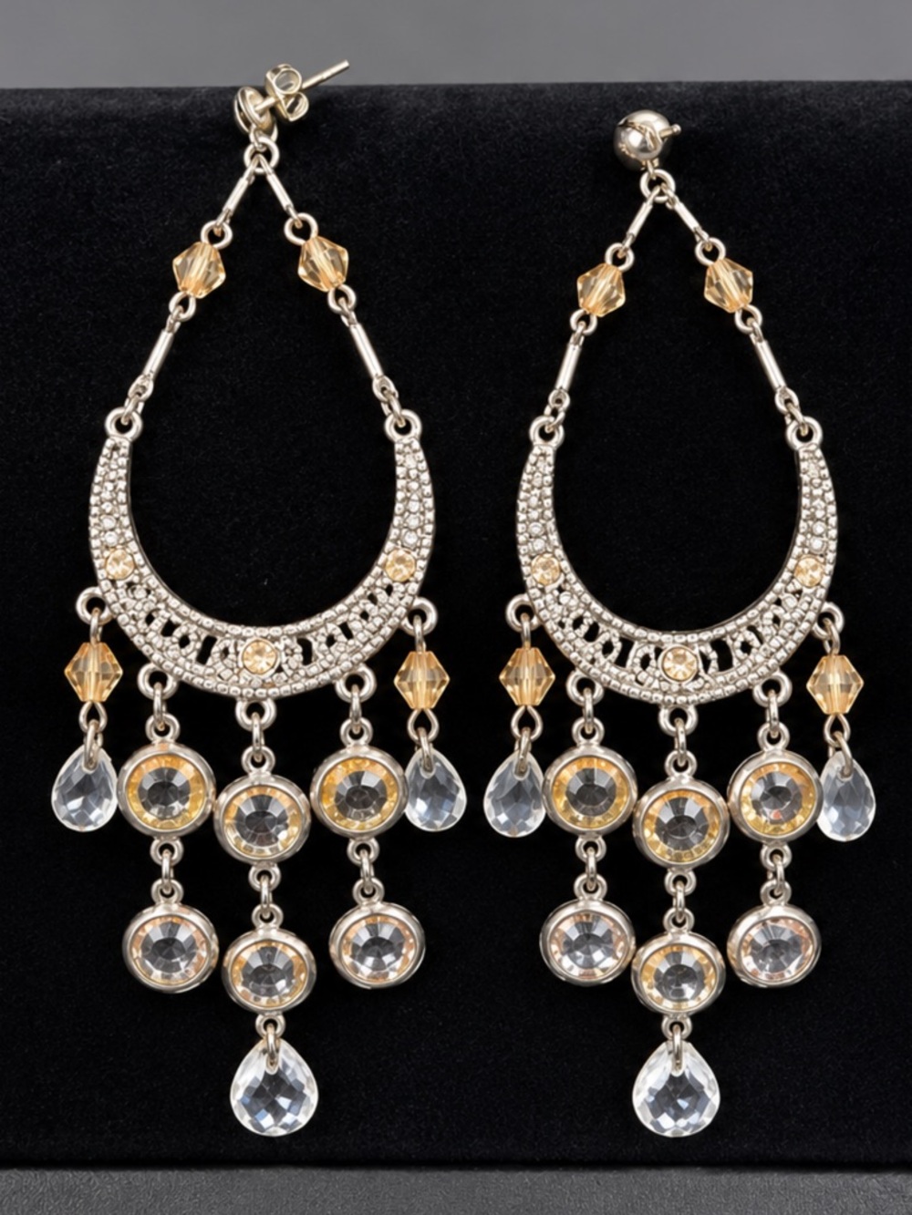 Chandelier Drop Earrings in Gold and Clear Crystal